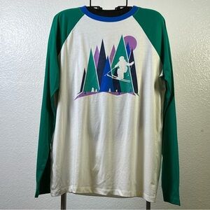 Lands’ End Alpine Ski Graphic Long Sleeve Shirt Size XL
